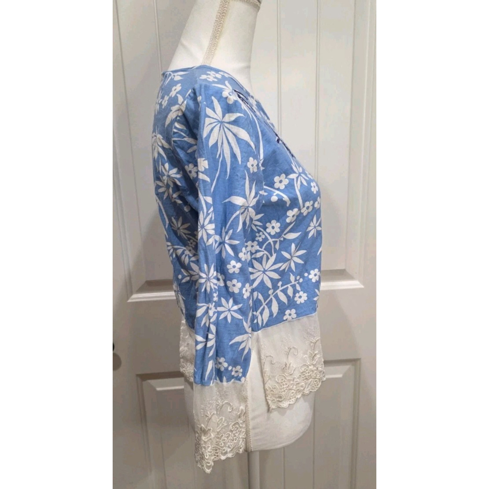 Chaudry B Size S NWOT Washed Sample Y2K 70x's Floral Vintage Wide Lace Boho 3/4 - Picture 3 of 11